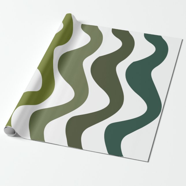 Papel De Presente Green Wavy Stripes (Desenrolado)