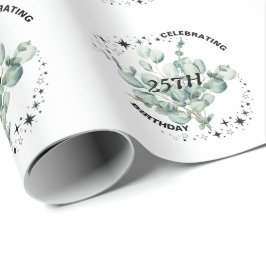 Papel De Presente Greenery Floral Sky Star Celebração de Aniversário