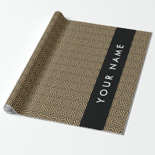 Papel De Presente Grego Meander Key Brown, Seu Nome Personalizar