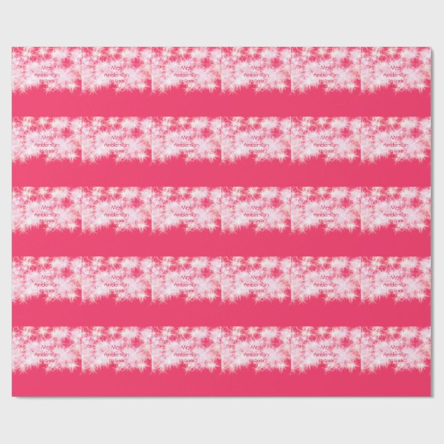 Papel De Presente Grelha rosa-vermelha de volta à torneira do profes (Aberto)