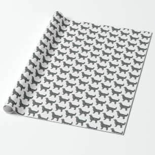 Papel De Presente Grelha Silhueta Pequena do Retriever de ouro Branc