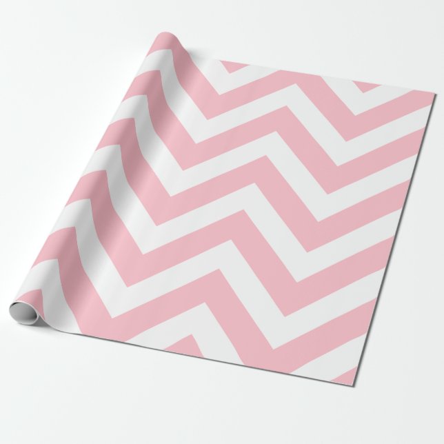 Papel De Presente Grelhas de Gavão de Grande Tamanho, Rosa e Branco (Desenrolado)