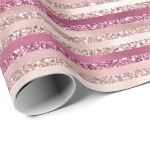 Papel De Presente Grelhas de Grelha Brilhante Rosa