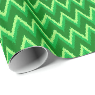 Papel De Presente Grelhas de Ikat Chevron - Pinho e Verde limão