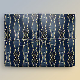 Papel De Presente Greve de Deco de Arte Elegante Azul e Dourada