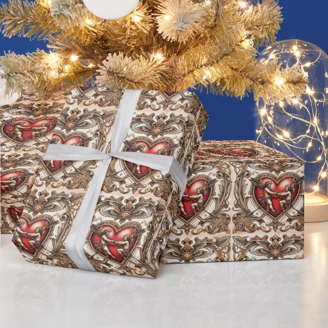 Papel De Presente "Greve de Seta de Coração" (Feriados)