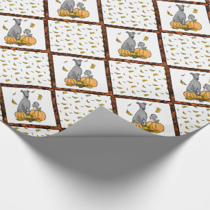Papel De Presente Greyhound (cinza) Cachorros Pumpkins Deixa Engraça