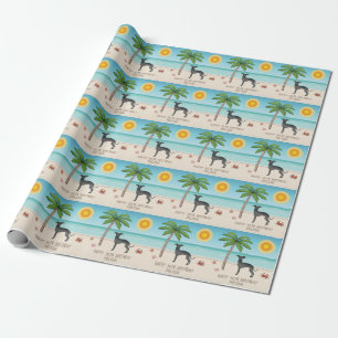 Papel De Presente Greyhound Italiano Negro Na Praia Tropical De Verã