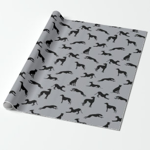 Papel De Presente Greyhound Silhouettes Black na Cinza