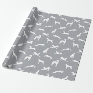 Papel De Presente Greyhound Silhouettes White na Cinza
