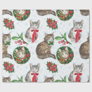 Papel De Presente Grinalda de Gato Adorável