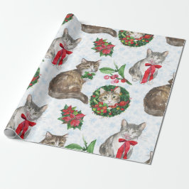 Papel De Presente Grinalda de Gato Adorável