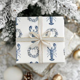 Papel De Presente Grinalda de Lagosta Azul da Nova Inglaterra + Conc