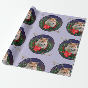 Papel De Presente Grinalda do Natal de Shiba Inu