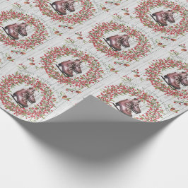 Papel De Presente Grinalda e skates rústicos do feriado do Natal