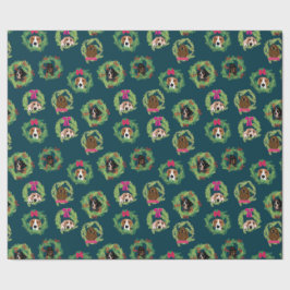 Papel De Presente Grinaldas do Coonhound no marinho