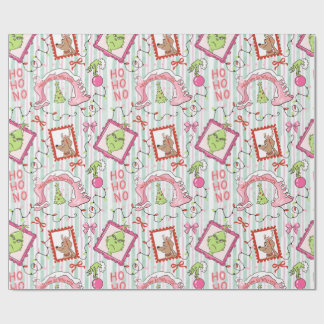 Papel De Presente Grinchmas in Who-ville pink and green wrapping pap