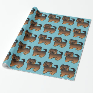 Papel De Presente Grizzle Norfolk Terrier Cartoon Dog Padrão Azul