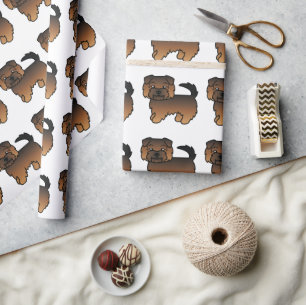 Papel De Presente Grizzle Norfolk Terrier Cartoon Dog Patterno