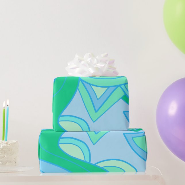 Papel De Presente Groovy Azul Teal (Presentes para festas)