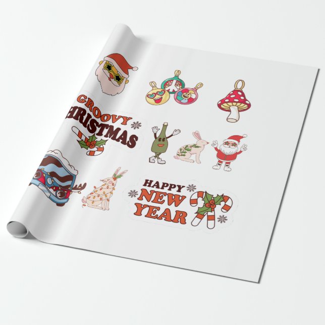 Papel De Presente Groovy Christmas (Desenrolado)