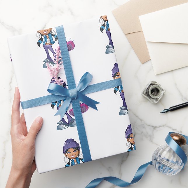 Papel De Presente Groovy Girl Com Estéreo (Criador carregado)