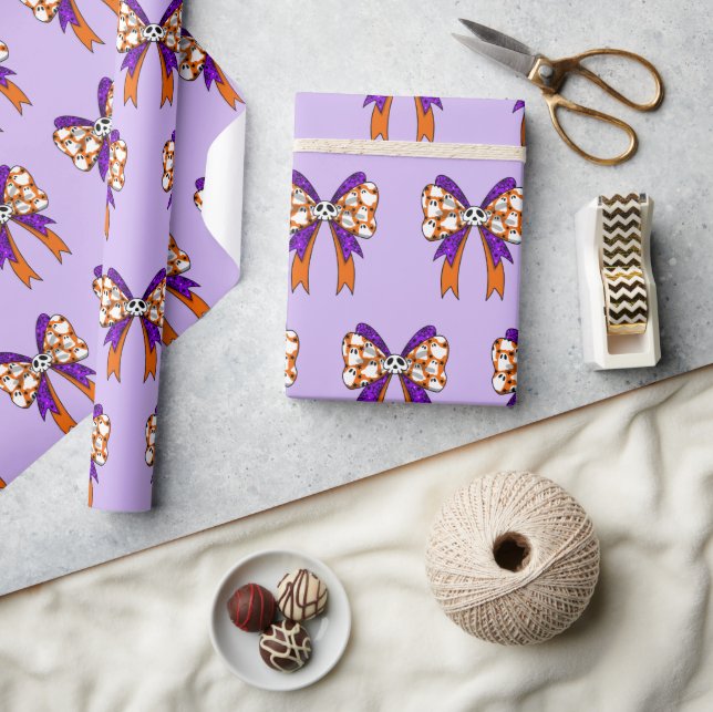 Papel De Presente Groovy Halloween Cute Ghost Funny Retro Pattern (Artesanato)