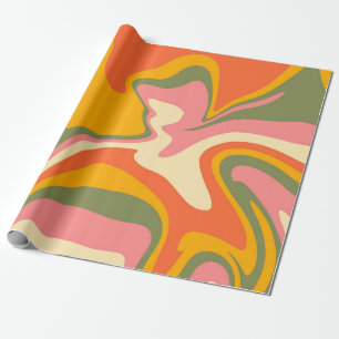 Papel De Presente Groovy Liquified Marble Retro 60s Vintage 