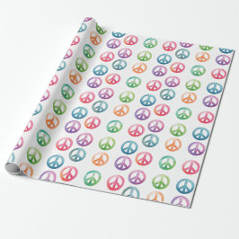 Papel De Presente Groovy peace signs watercolor style hippie love
