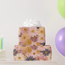 Papel De Presente Groovy Rubor Boho Daisy Floral Padrão Jardim