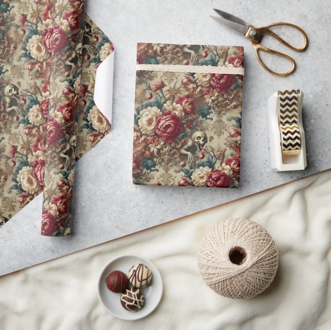 Papel De Presente Grotesque em crescimento - Bandana Floral Gótica (Artesanato)