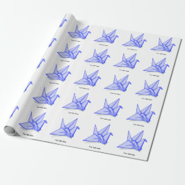 Papel De Presente Grua origami azul
