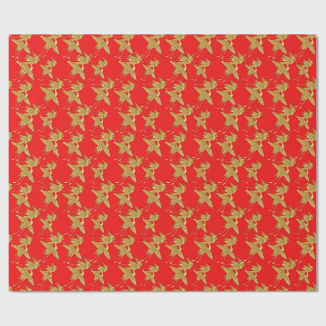 Papel De Presente gruas japonesas com ouro gravado (Aberto)