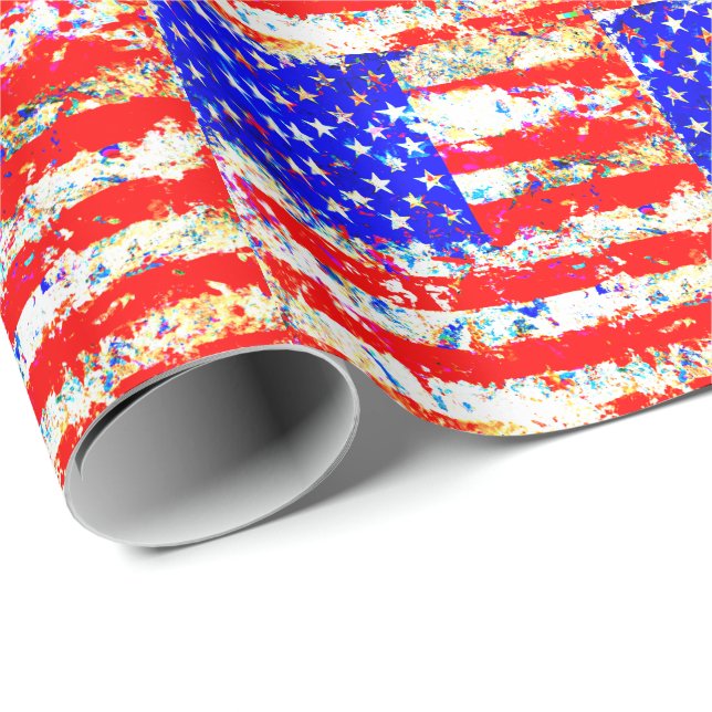 Papel De Presente Grunge American Flag (Ponta do rolo)