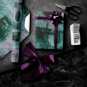 Papel De Presente Grunge de Grafite pintado   Moody Plum Purple Gree