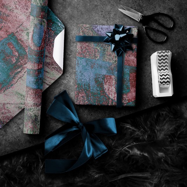 Papel De Presente Grunge de Grafite pintado | Ruim Vermelho Azul Tau (Criador carregado)