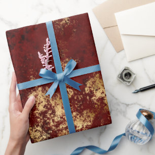 Papel De Presente Grunge Dourado Carmesim Antigo