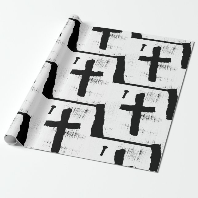 Papel De Presente Grungy Christian Cross (Desenrolado)