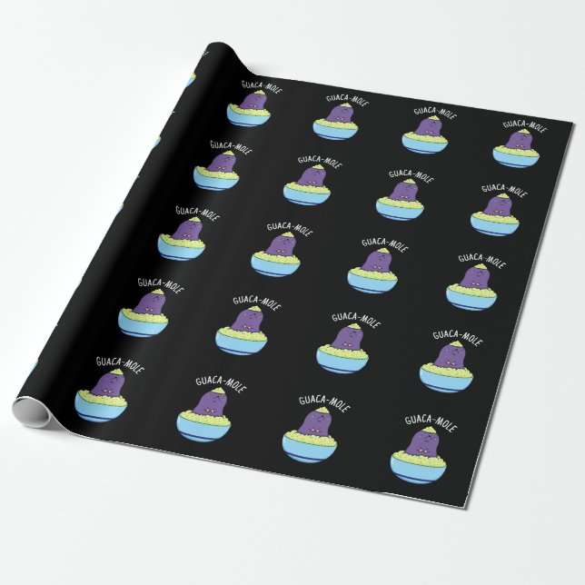 Papel De Presente Guacamole Funny Mole Em Guacamole Dip Pun Dark BG (Desenrolado)