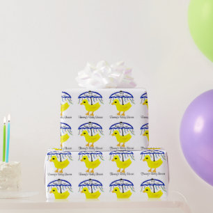 Papel De Presente Guarda-chuva Ducky amarelo do chá de fraldas