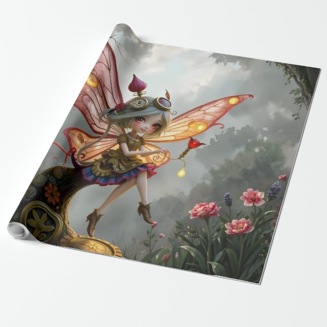 Papel De Presente Guardiã Enluarada da Luz Mecânica. (Desenrolado)