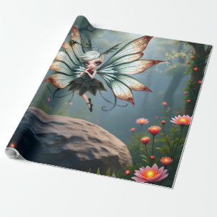 Papel De Presente Guardiã Fada Fofa na Floresta Mágica