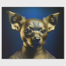 Papel De Presente Guardião Chihuahua Egípcio Dourado