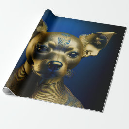 Papel De Presente Guardião Chihuahua Egípcio Dourado