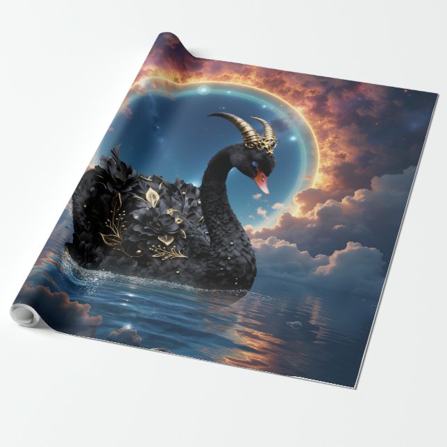 Papel De Presente Guardião Cisne Negro Celestial do Véu do Fogo Luna (Desenrolado)