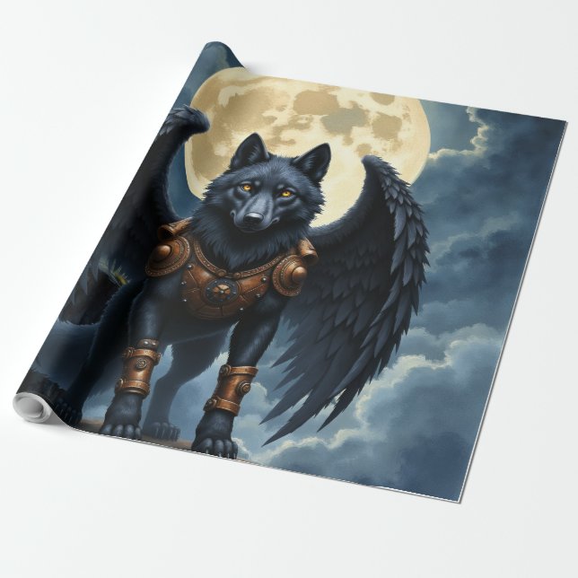 Papel De Presente Guardião da Lua – O Lobo de Asa Preta (Desenrolado)