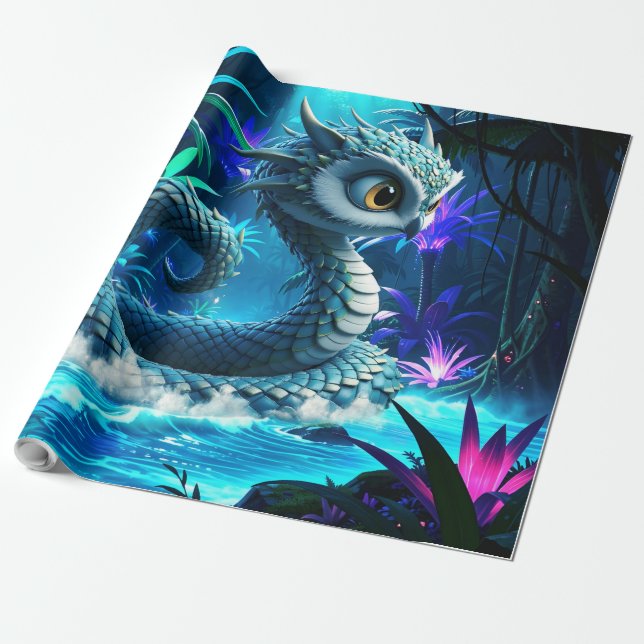 Papel De Presente Guardião da Selva ao Luar – Coruja Encantada  (Desenrolado)