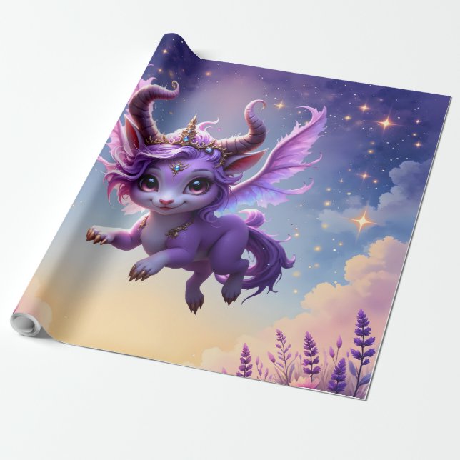 Papel De Presente Guardião do Reino Enluarado – Sonhadora Violeta. (Desenrolado)
