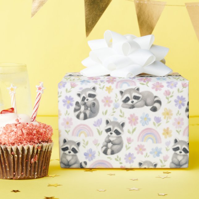 Papel De Presente Guaxinim (Festa de aniversário)