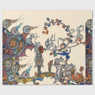 PAPEL DE PRESENTE GUERRA MEDIEVAL ESTRANHA BESTIAL, NOITES, ESQUILOS